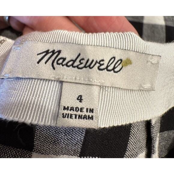Madewell Size 4 Gingham Print Sarong Skirt Check Faux Wrap Tie Side Linen Blend - Picture 6 of 7
